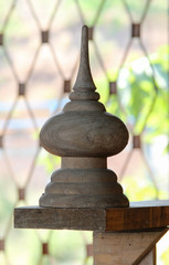 Wooden pole, Thai style wood carving.