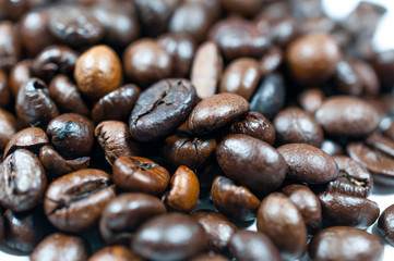 Coffe beans in different shape and color