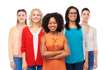 international group of happy smiling women