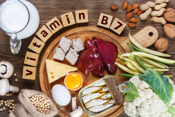 Foods rich in vitamin B7 (Biotin) - obrazy, fototapety, plakaty