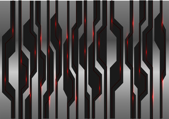Abstract metal black futuristic red light on circuit design modern technology background vector illustration.