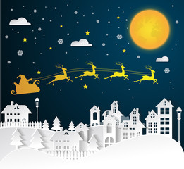 Christmas and New Years background with Santa claus on urban.vector