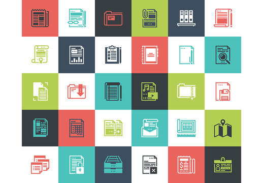 30 Multicolored Square Document Icons 1