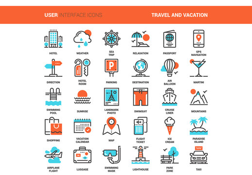 30 Orange and Cyan Travel Icons 1
