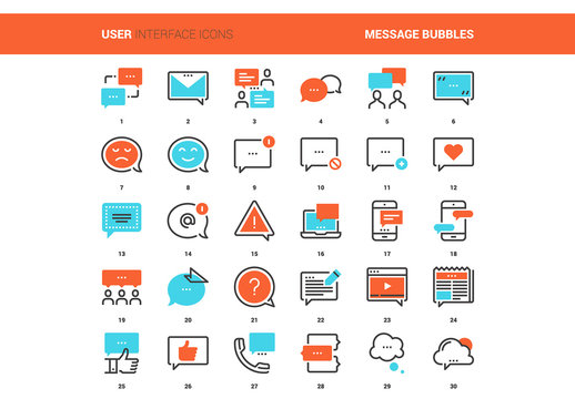 30 Orange and Cyan Communication Icons 1