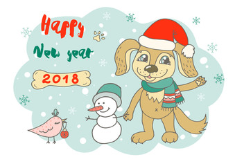 Cute dog in cartoon style