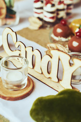 Wedding reception candy bar dessert table
