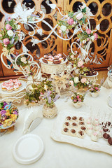 Wedding reception candy bar dessert table