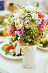 Wedding floral decoration in the form bouquets of flowers