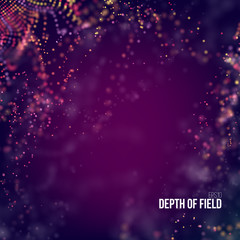 Abstract technology background. Digital tech 3d vector grid with particles noise wave