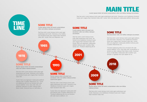 Colorful Dotted Line Diagonal Timeline Infographic Layout