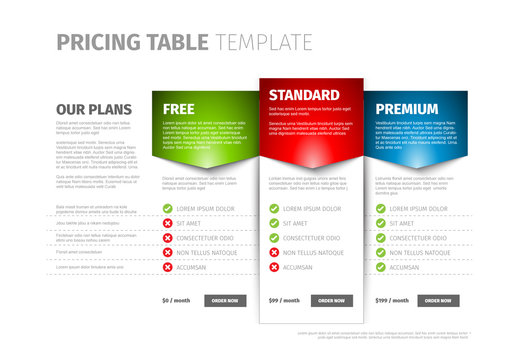 Three Tier Pricing Table Layout 