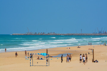 The Mediterranean beach of Ashkelon in Ashkelon, Israel.