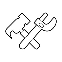 hammer and wrench tools vector illustration design