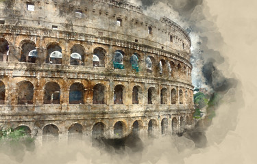 Naklejka premium One of the most important landmarks in Rome - The Colosseum - Colisseo di Roma