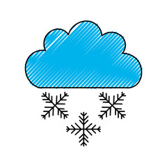 Beautiful fantasy cloud with snowflakes vector illustration design