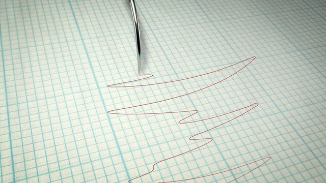Truth concept. Closeup of a polygraph lie detector graph.