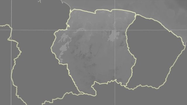 Suriname and neighborhood. Grayscale
