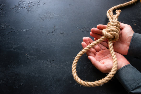 Holds a rope loop in his hands - the concept of suicide is not an option