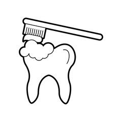 Human tooth with toothbrush vector illustration design
