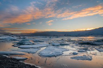 Ices in Jokulsarlon, the biggest glacier lagoon in Iceland