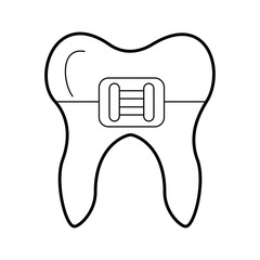 Human tooth with bracket vector illustration design