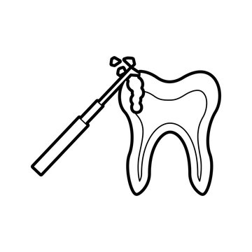 Human tooth with dental drill vector illustration design