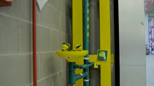 hygiene and disinfection shower in logistic warehouse