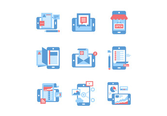 9 Blue and Red Mobile App Icons 1