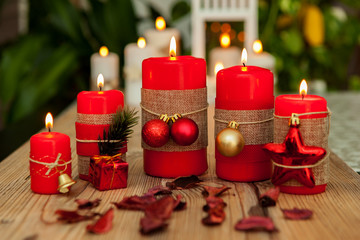 Candles for Christmas in red