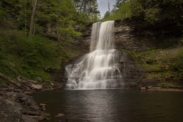 Cascade Falls in Virginia on sunny day with slower shutter to brighten the water and to see the flow 