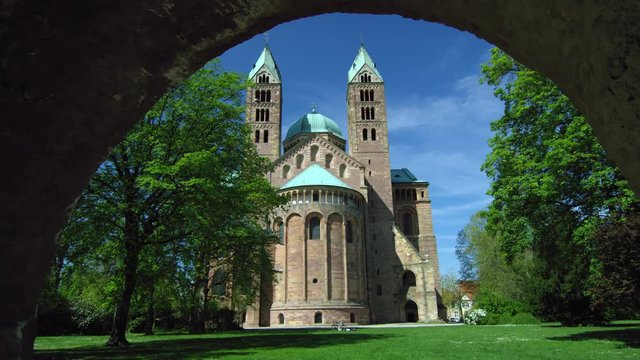 Facade of the famous UNESCO World Heritage Site Speyer Cathedral, Speyer, Germany, Jun 2017