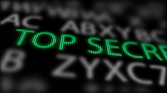 Green -Top Secret- between searching of abstract passwords screen with Shallow Depth of Field.