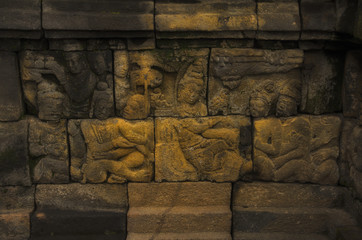 detail of bas-relief at Candi Borobudur, Java, Indonesia