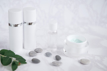 cream tubes branch plants - spa treatment concept