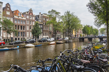 The famous canals in the center of Amsterdam - AMSTERDAM - THE NETHERLANDS - JULY 20, 2017