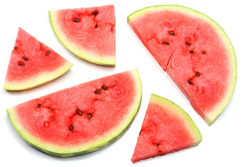 Sliced ripe watermelon isolated on white background