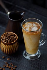 Ice coffee with milk and Turk view  