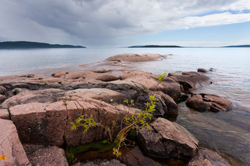Rocky shore of Lake Superior Ontario ON Canada