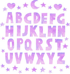 Cute pink watercolor effect font