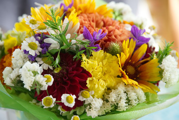 A bouquet of colourful garden flowers