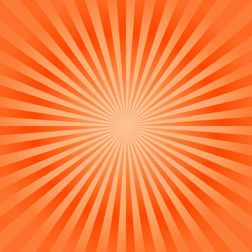 Abstract Bright Orange Rays Background. Vector