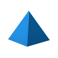 Blue Pyramid on white background. 3D Rendering Illustration