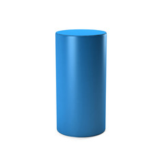 Blue Cylinder in white background. 3D rendering Illustration
