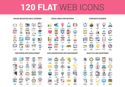 120 Flat Web Color Icons 2