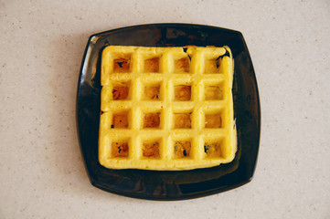 delicious waffle on a plate,