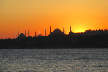 Naklejka premium sunset in the hagia sophia