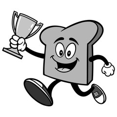 Bread Slice Running with Trophy Illustration