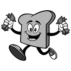 Bread Slice Running with Money Illustration