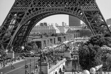 Fototapeta premium The area around Eiffel Tower in Paris - a very busy place